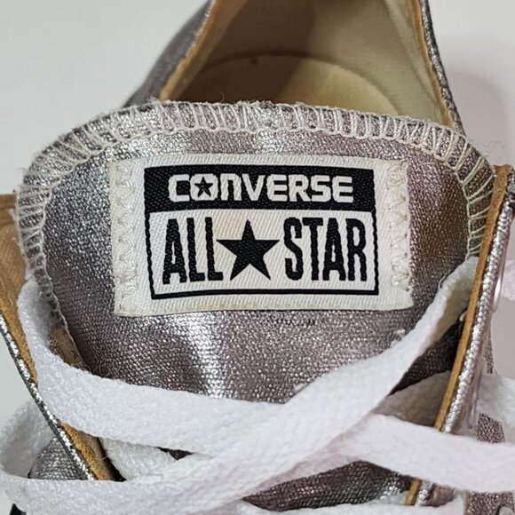 Converse silver canvas Chuck Taylor All Star low top sneakers - Picture 10 of 15